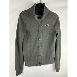 Hollister Gray Button-Up Sweatshirt